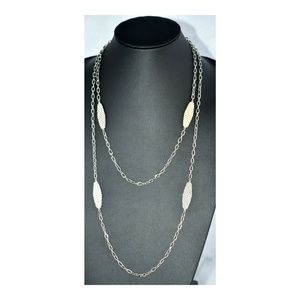 Vintage 27.5" Silver Tone Link Station Necklace